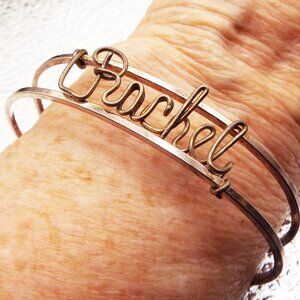 VINTAGE 50's "RACHEL" IN SCRIPT TWO TONE CUFF BRACELET 22